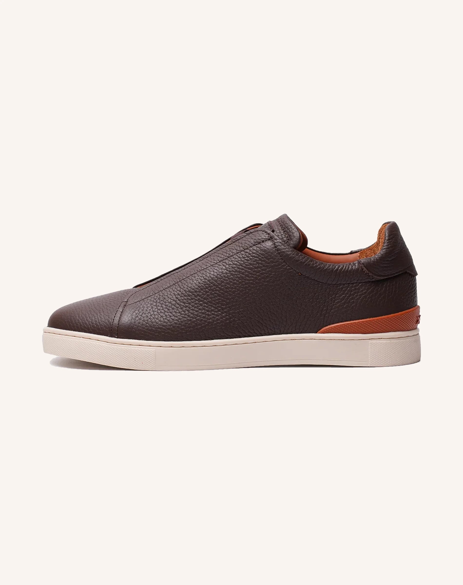 Men Goatskin Leather Slip On Low Top Sneakers