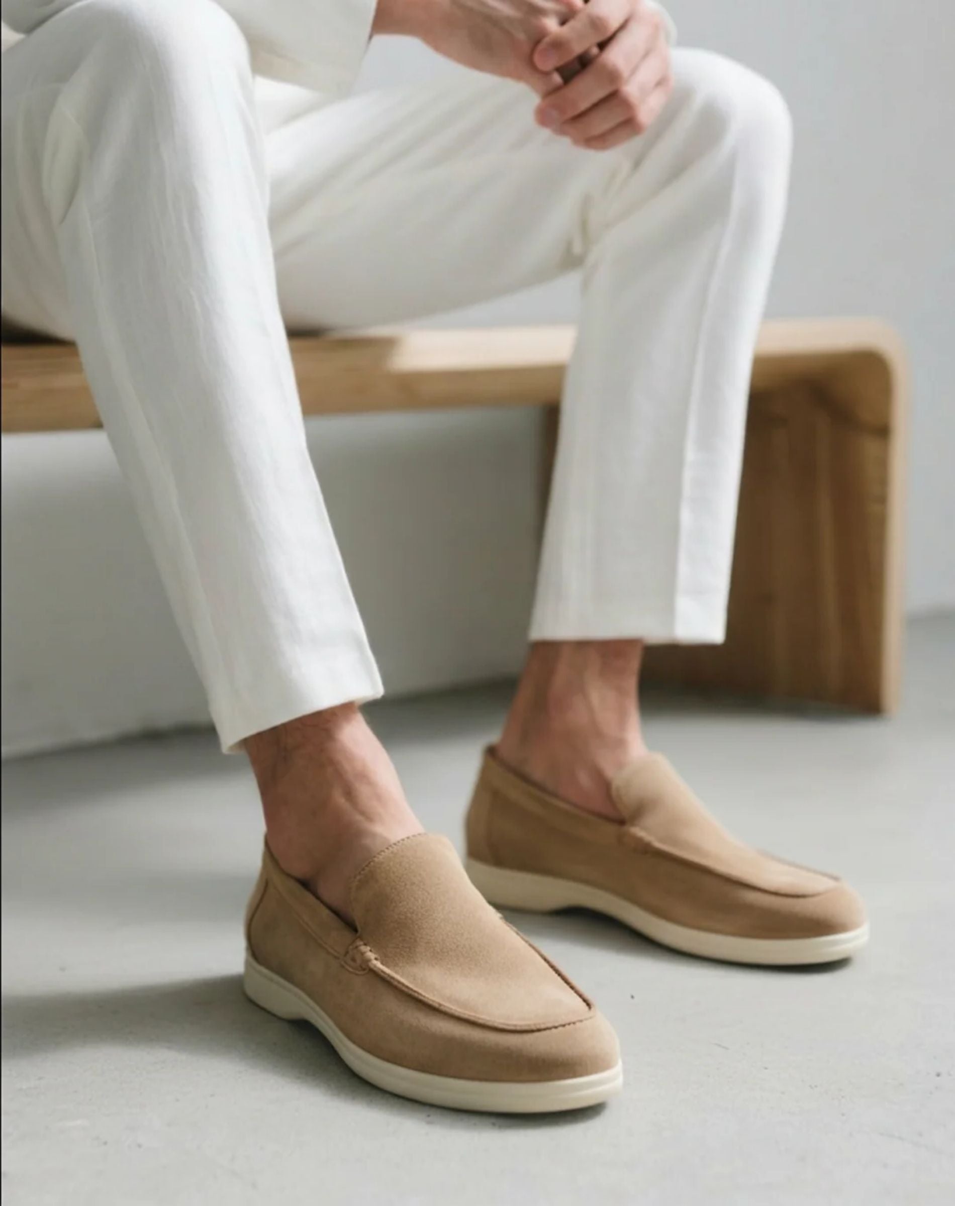 Men's Suede Loafers Classic Slip On Dress Shoes