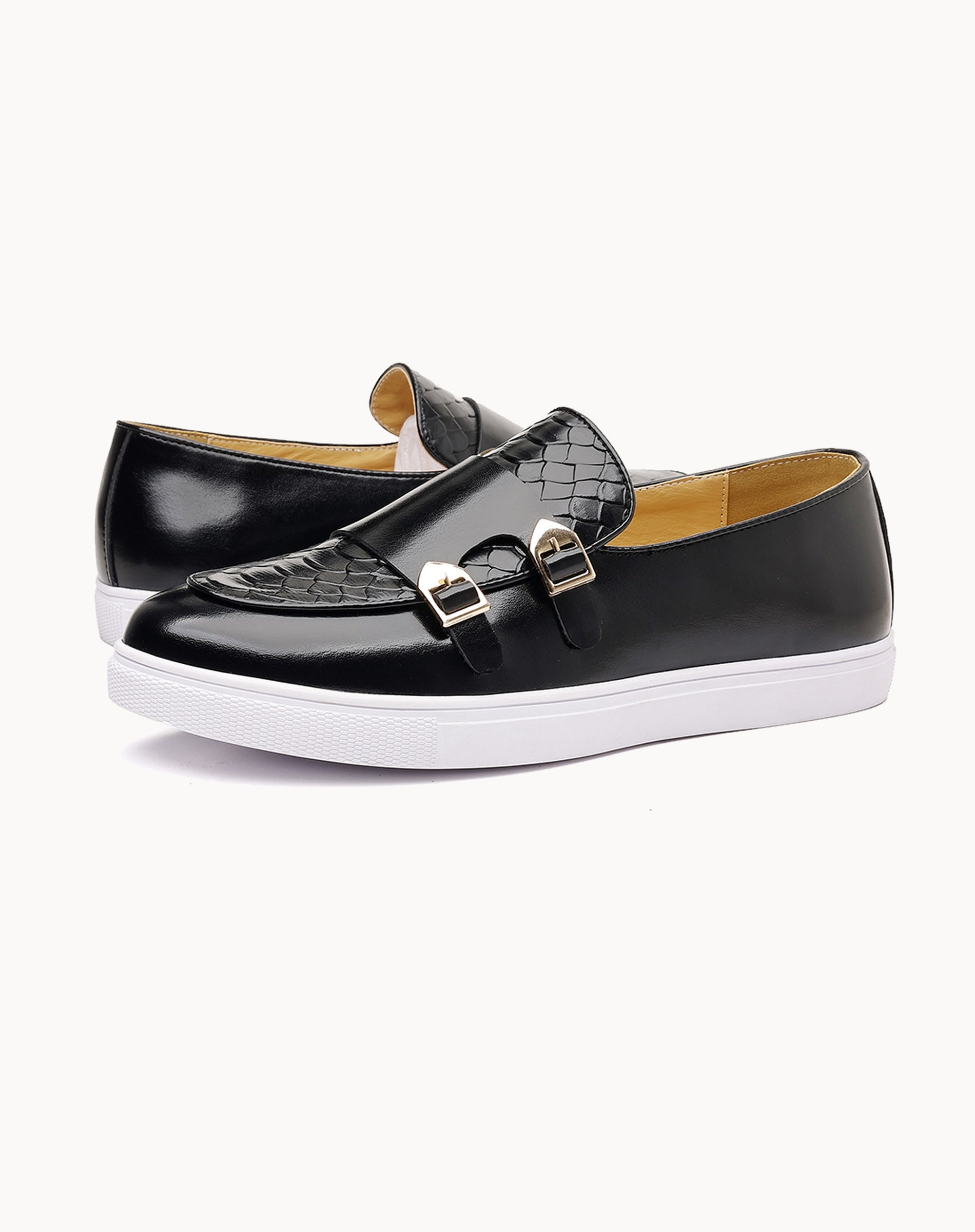 Cow Leather Double Monk Strap Loafers