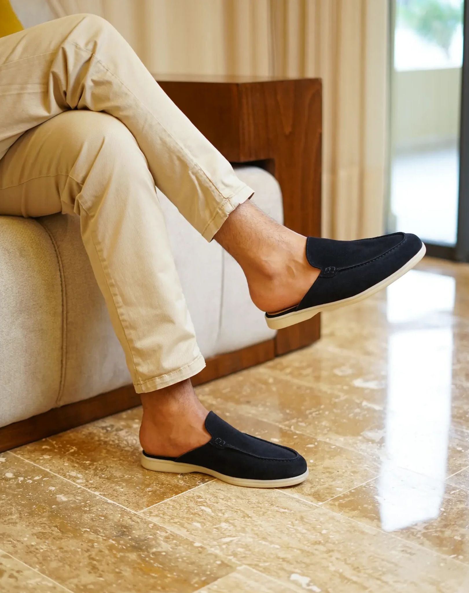 Men Suede Backless Loafer Slippers Casual Mule Shoes