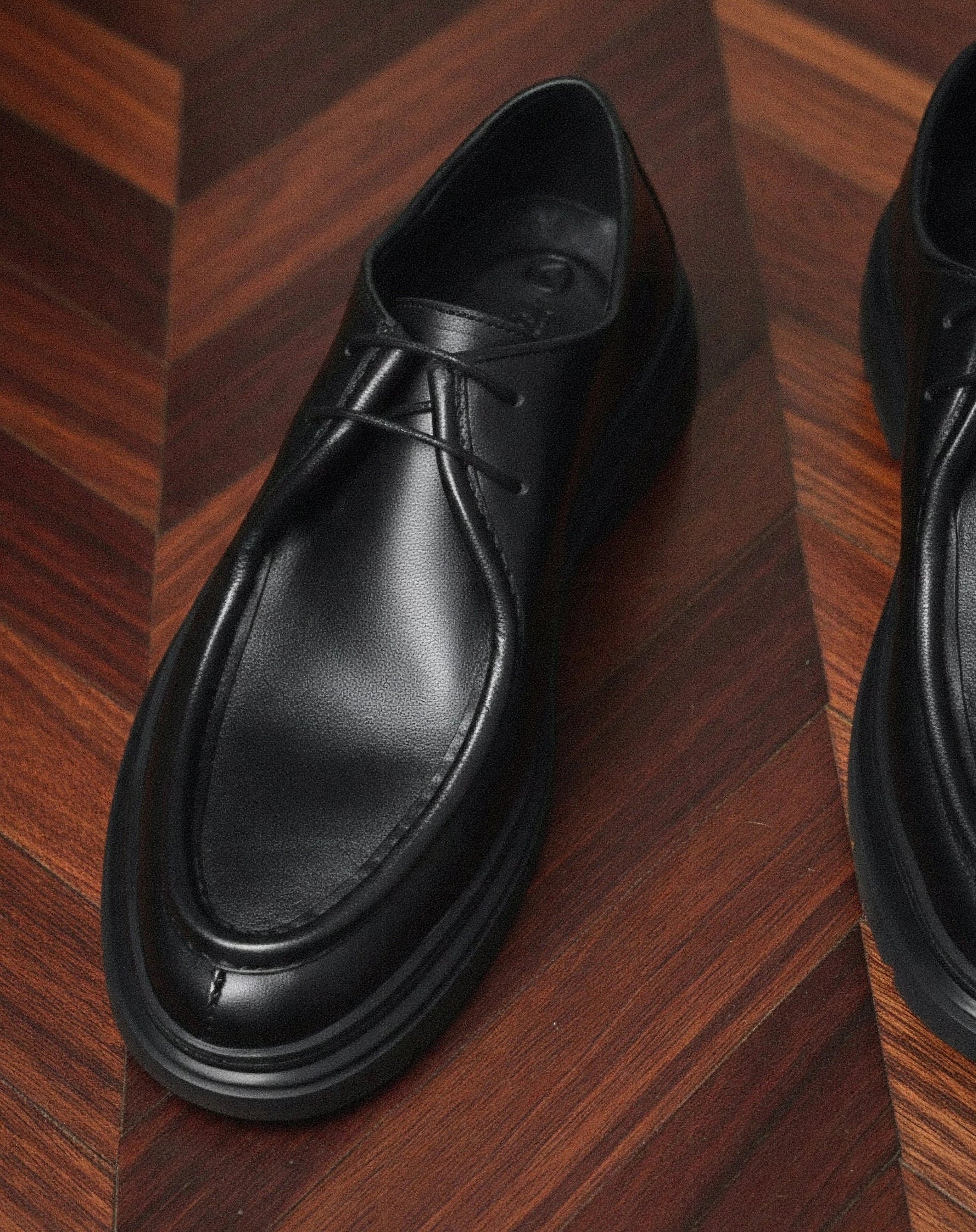 Men Black Lace Up Derby Shoes Round Toe
