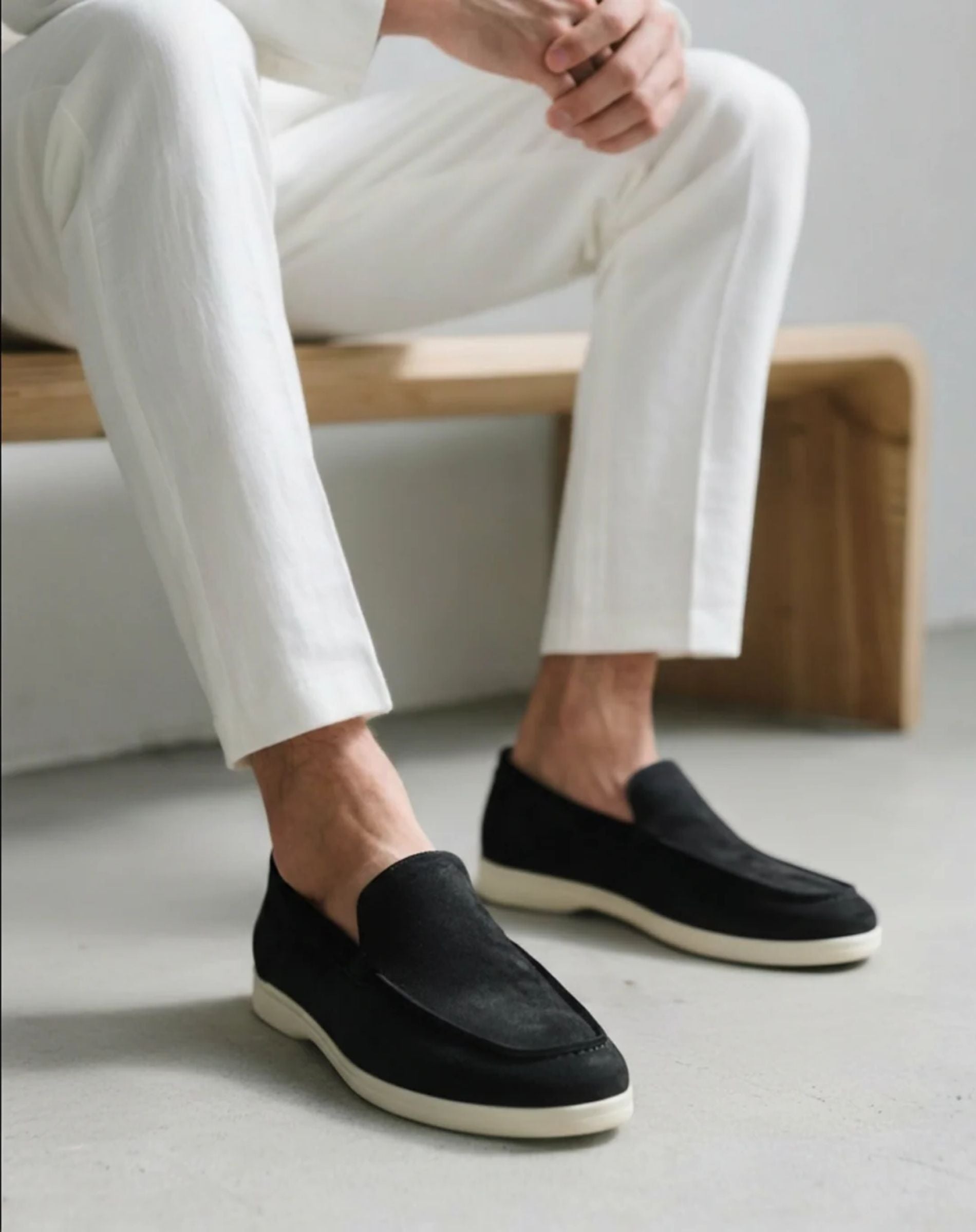 Men's Suede Loafers Classic Slip On Dress Shoes