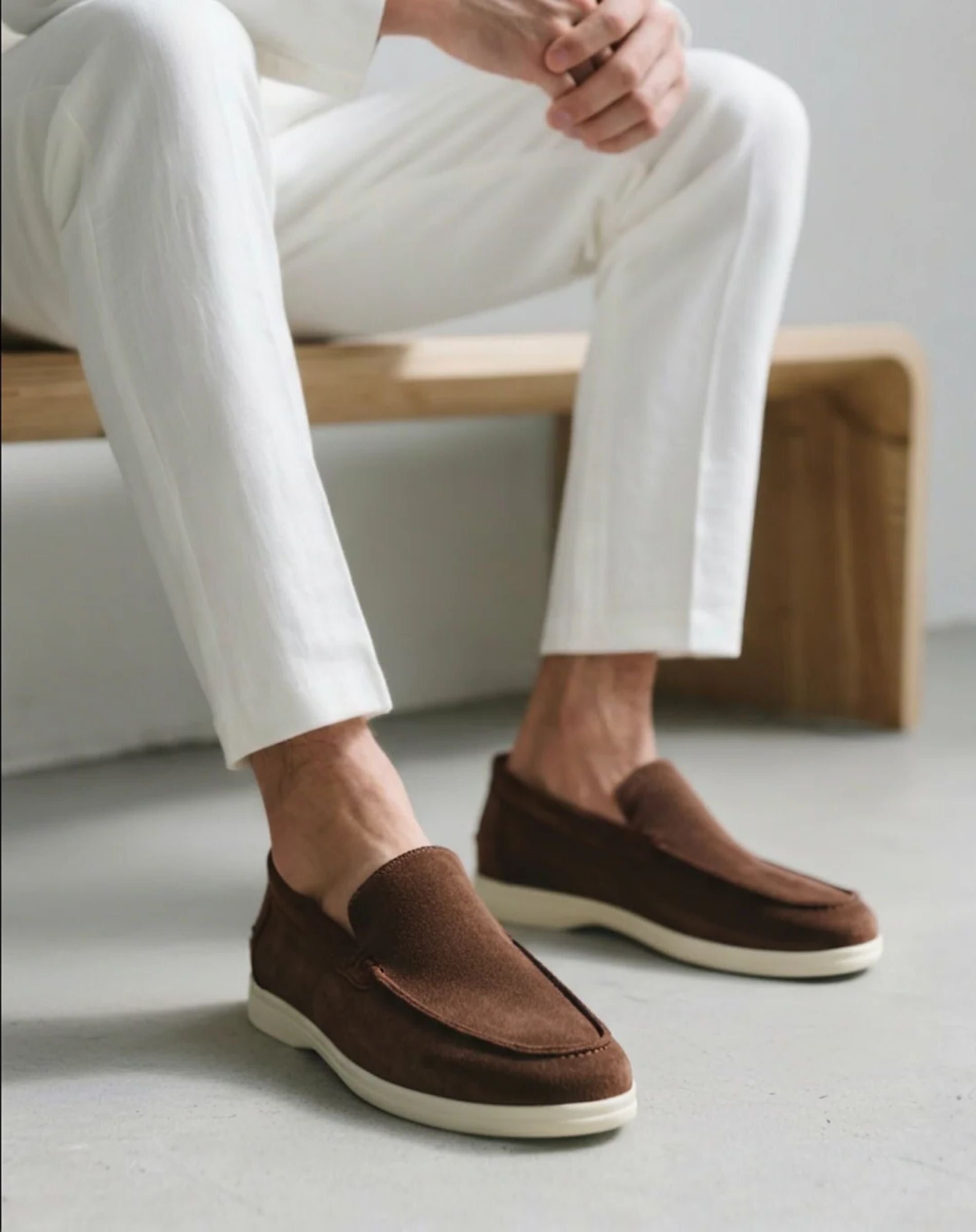 Men's Suede Loafers Classic Slip On Dress Shoes