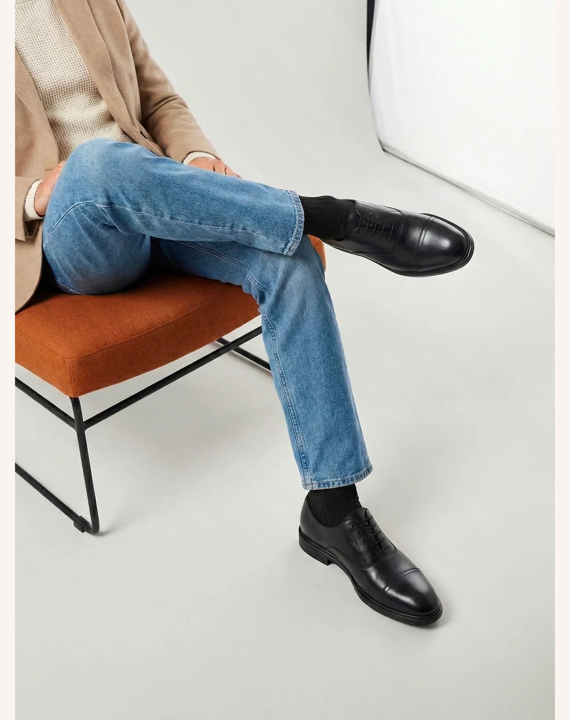 black dress shoes blue jeans Grey Blue Jeans Black Dress Shoes How To Style Black Shoes With Blue Jeans-Bruno Marc